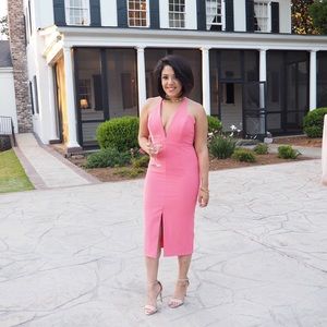 BARDOT PINK MIDI DRESS